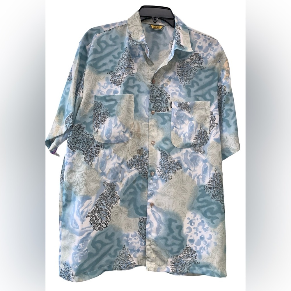 Boo Sung Apex Hues of Blue Vintage Men’s Shirt Size LLL
